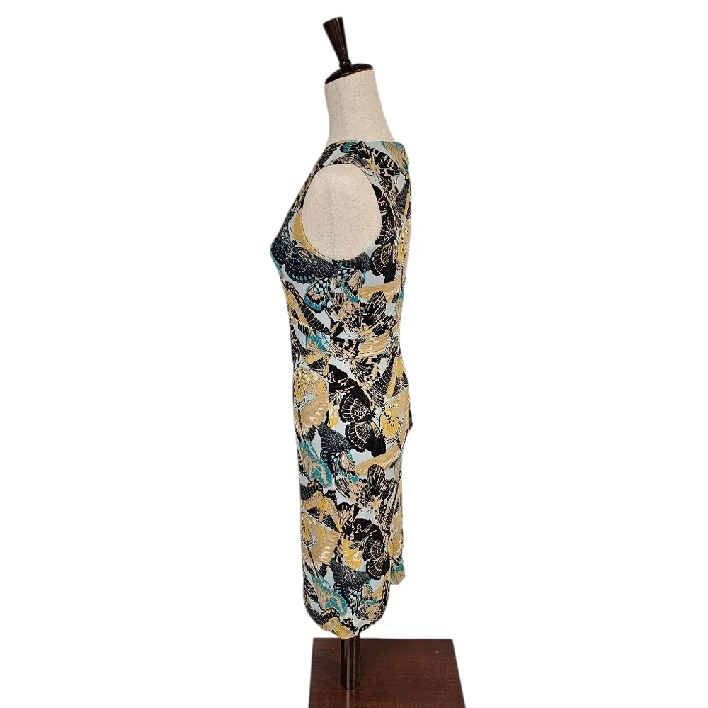 Tory‎ Burch 100% Silk Butterfly Print Sleeveless Midi Dress xSmall Preowned